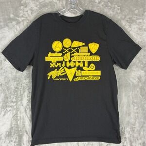 Jordan Brand Mens T-Shirt Black Yellow Logo Collage Graphic‎ Tee Medium